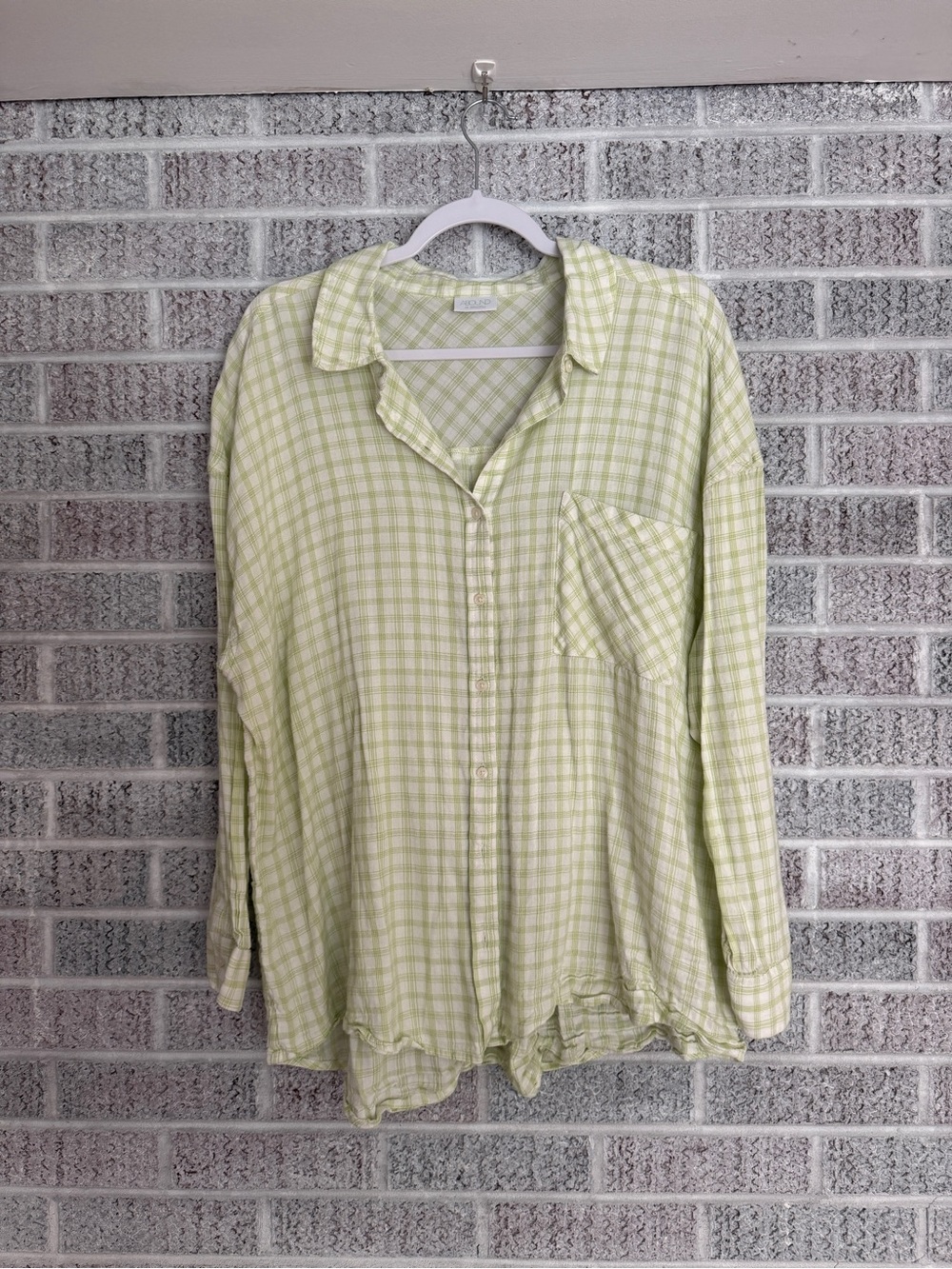Abound Light Green Plaid Button-Down Shirt